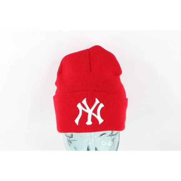 NOS Vtg Hip Hop New York Yankees Baseball Knit Winter Beanie Hat White Womens NOS Vtg Hip Hop New York Yankees Baseball Knit Winter Beanie  main image 2